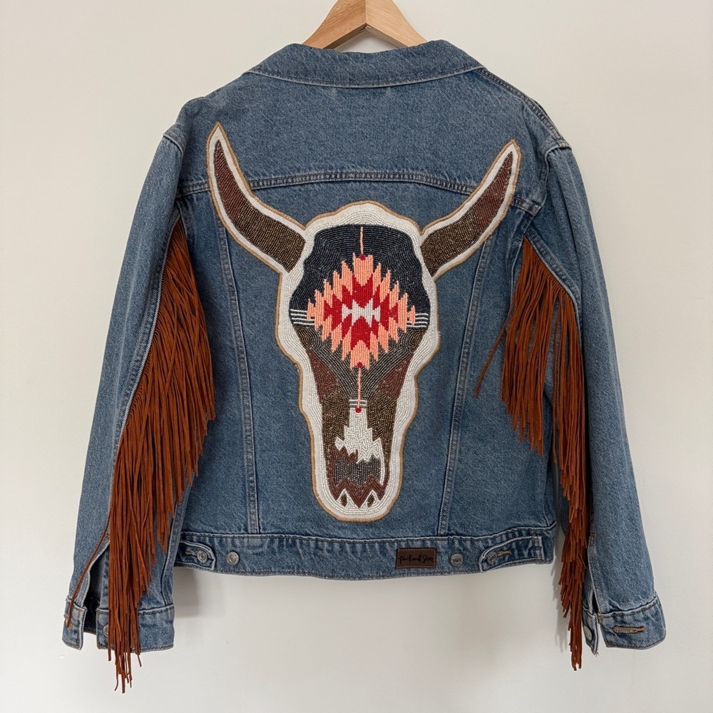 Pink & Silver/Levi’s Hand Beaded Denim Jacket size L - Picture 2 of 13
